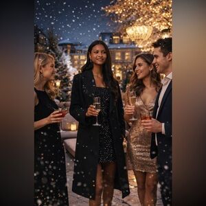 Anthropologie NWT Avec Les Filles  Black Sequinned Coat size XL.